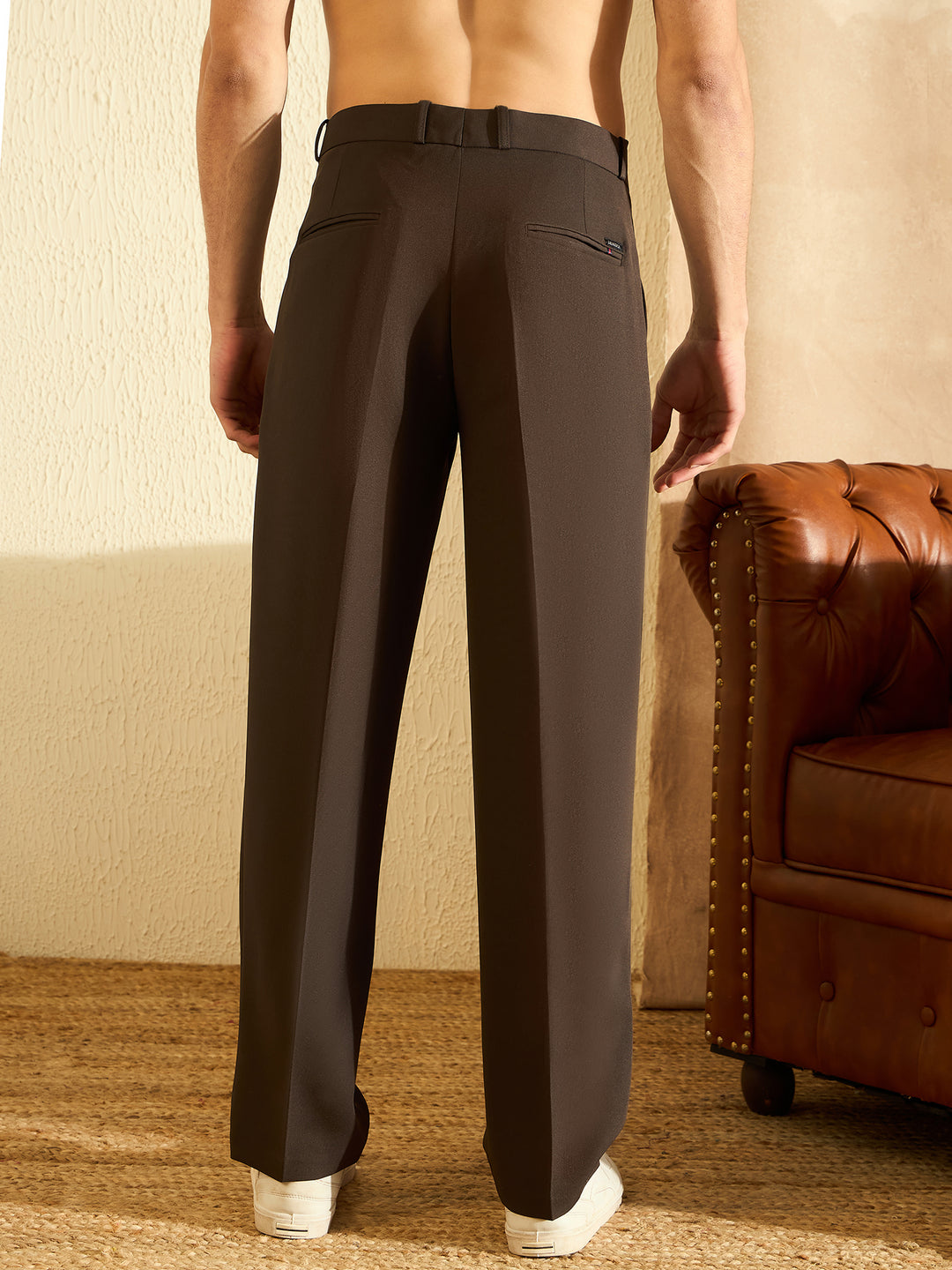 Men's Dark Brown Korean Baggy Loose Fit Trouser