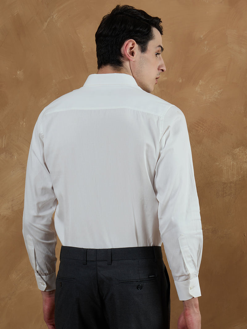 White: Comfort Fit Solid Formal Shirt