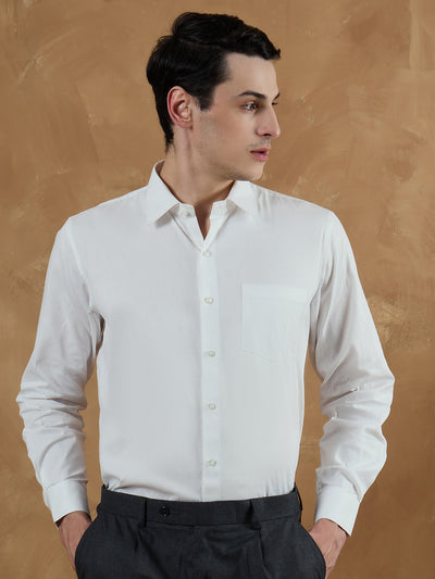 White: Comfort Fit Solid Formal Shirt