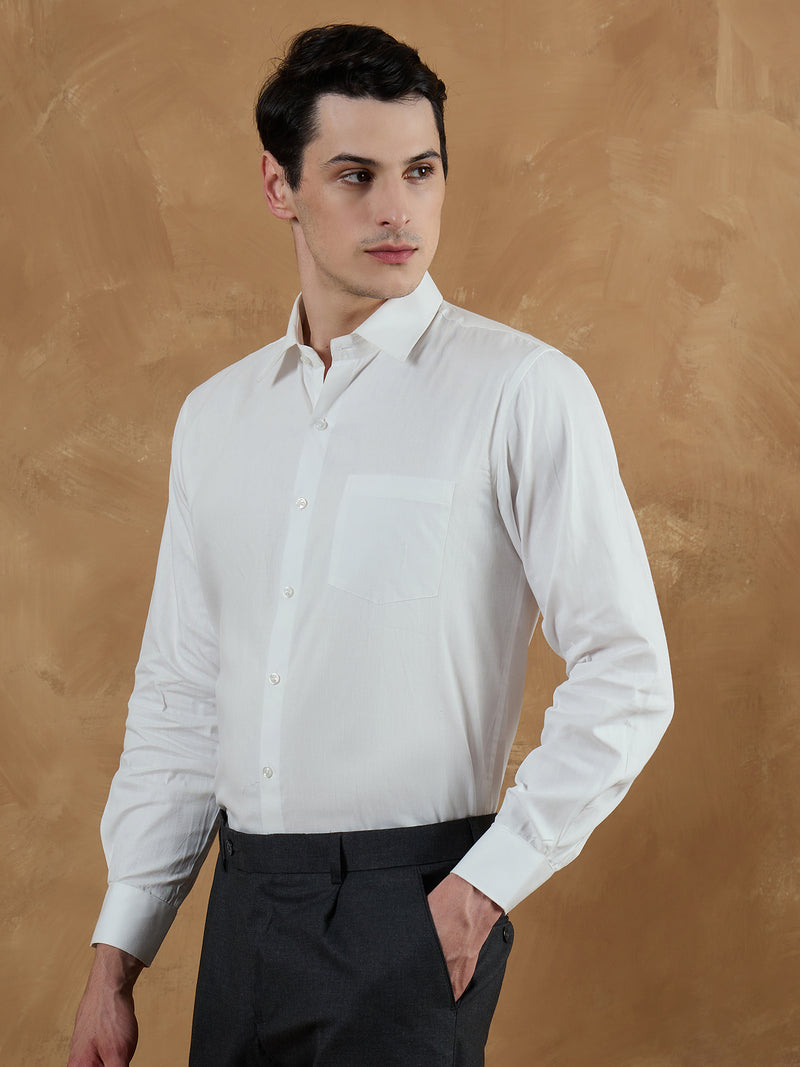 White: Comfort Fit Solid Formal Shirt