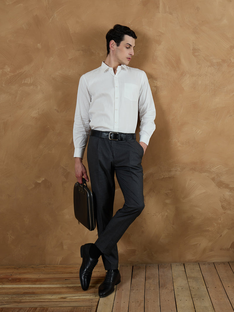 White: Comfort Fit Solid Formal Shirt