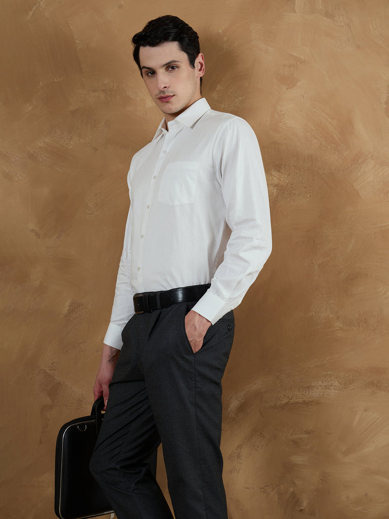 White: Comfort Fit Solid Formal Shirt