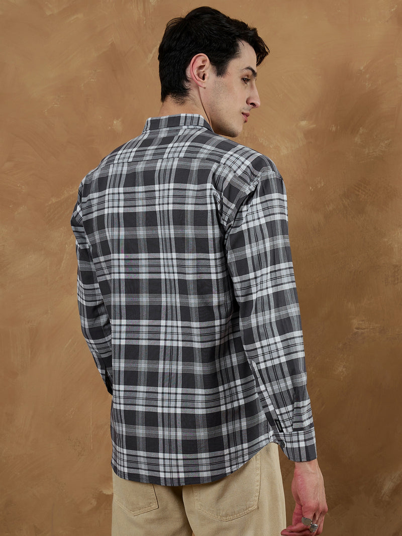Grey & White: Oversized Checkered Shirt