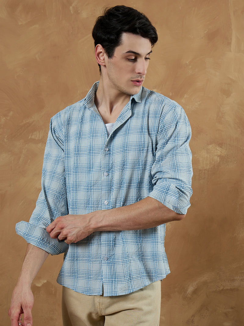 Blue & White: Micro Checkered Shirt