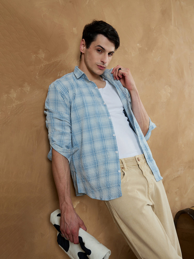 Blue & White: Micro Checkered Shirt