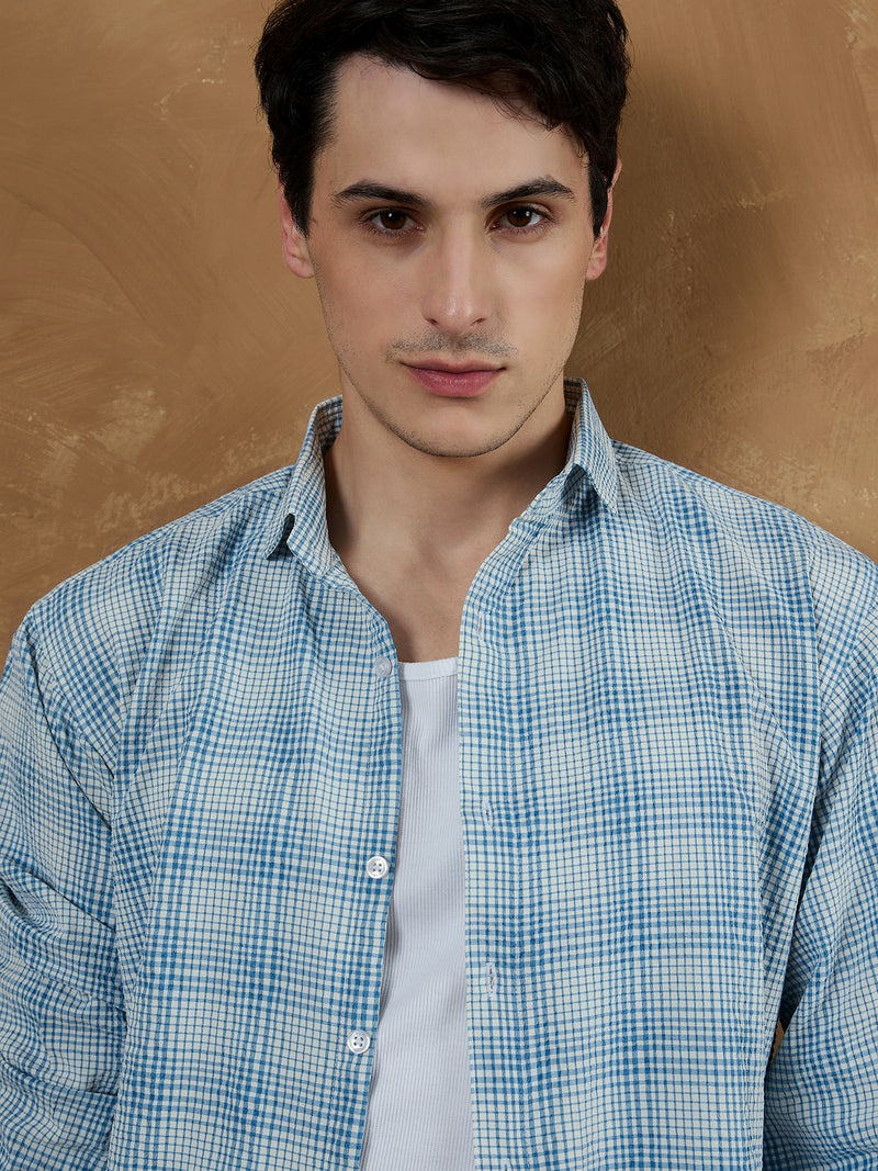 Blue & White: Micro Checkered Shirt