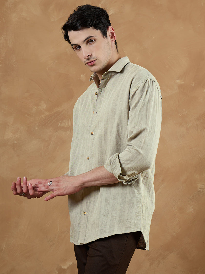 Grey: Self Design Shirt