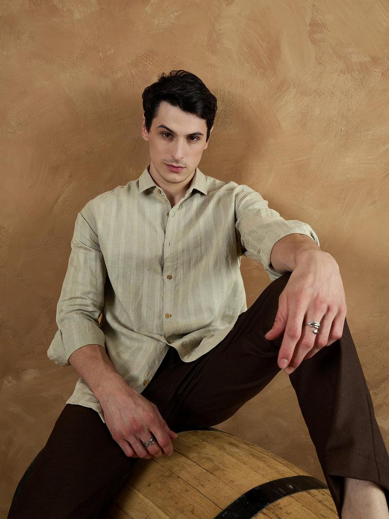 Grey: Self Design Shirt