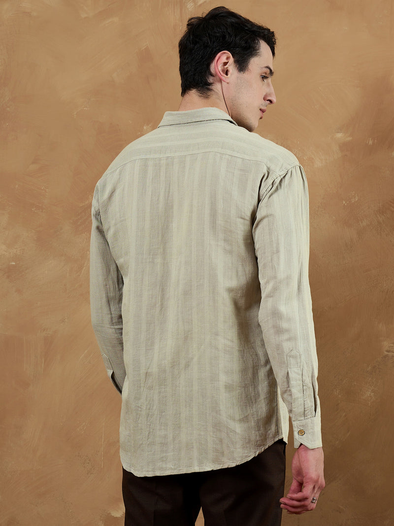 Grey: Self Design Shirt
