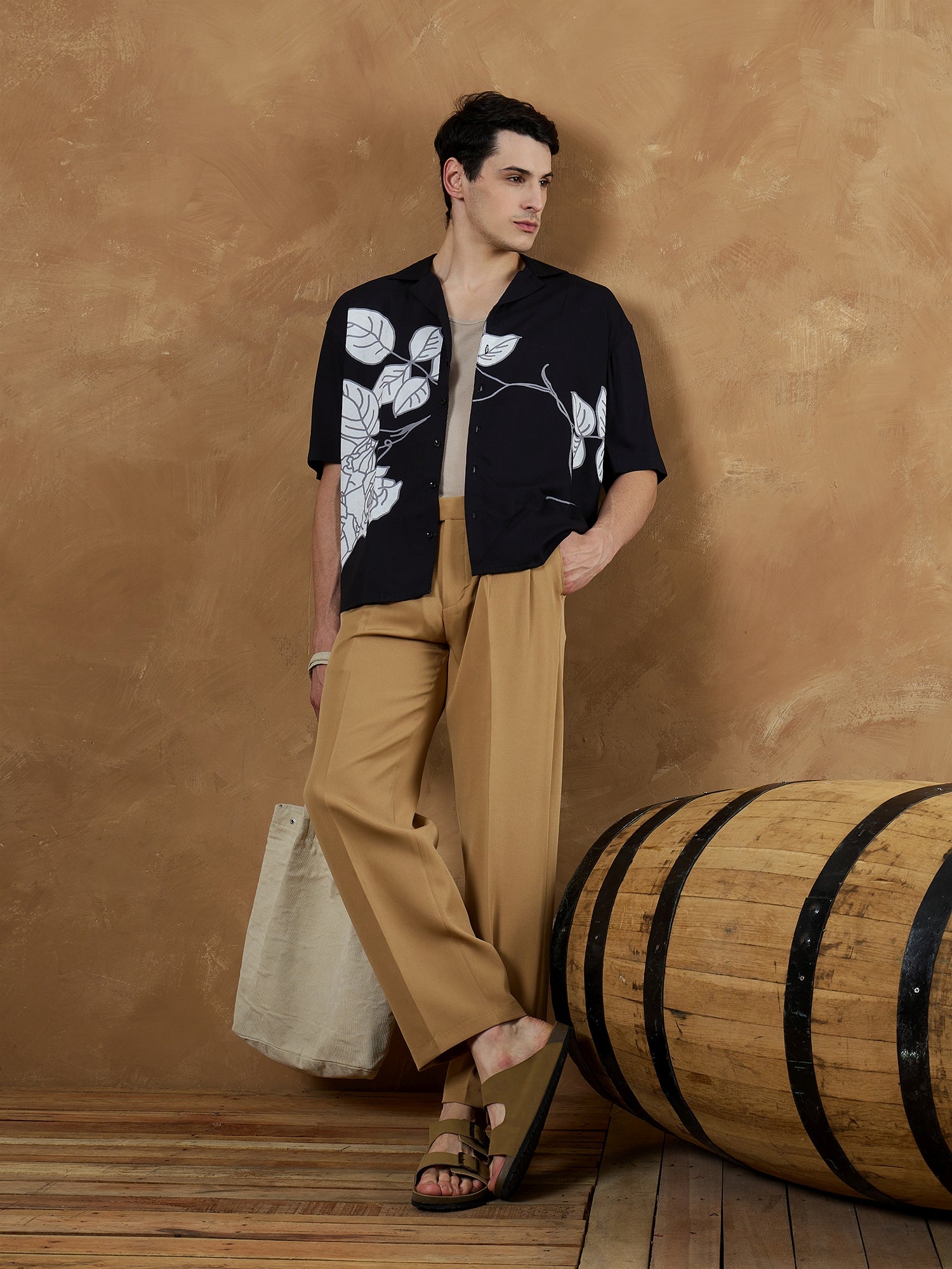 Deep Beige: Korean Baggy Fit Trouser – Dennison Fashion India