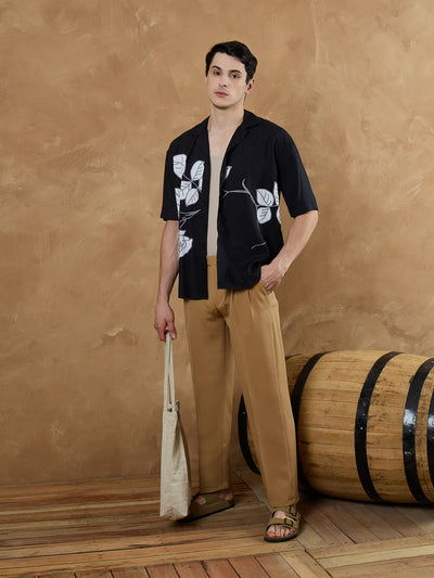 Black: Placement Printed Shirt
