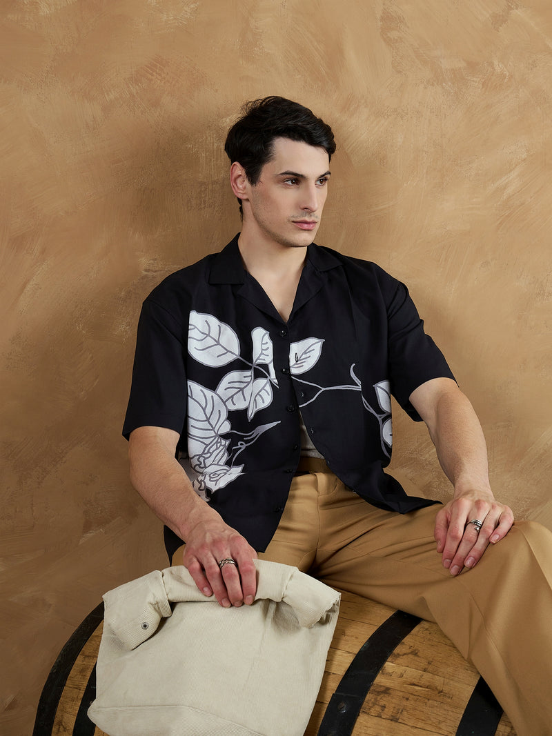 Black: Placement Printed Shirt