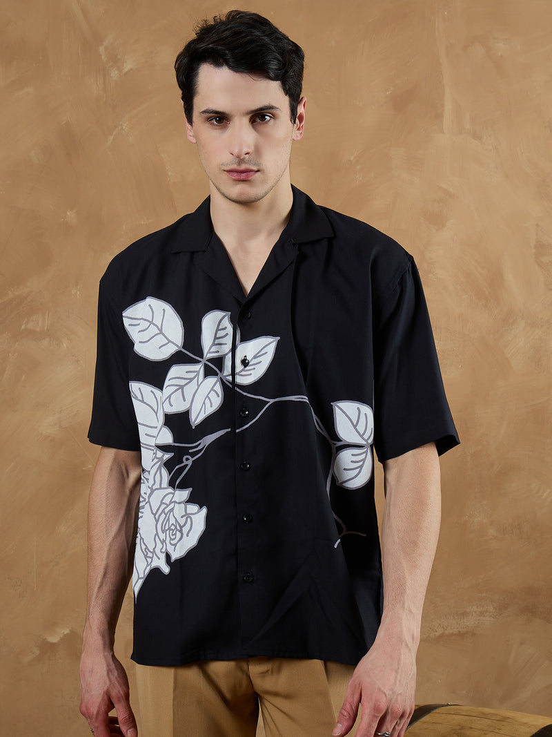 Black: Placement Printed Shirt