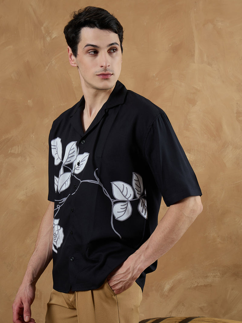 Black: Placement Printed Shirt