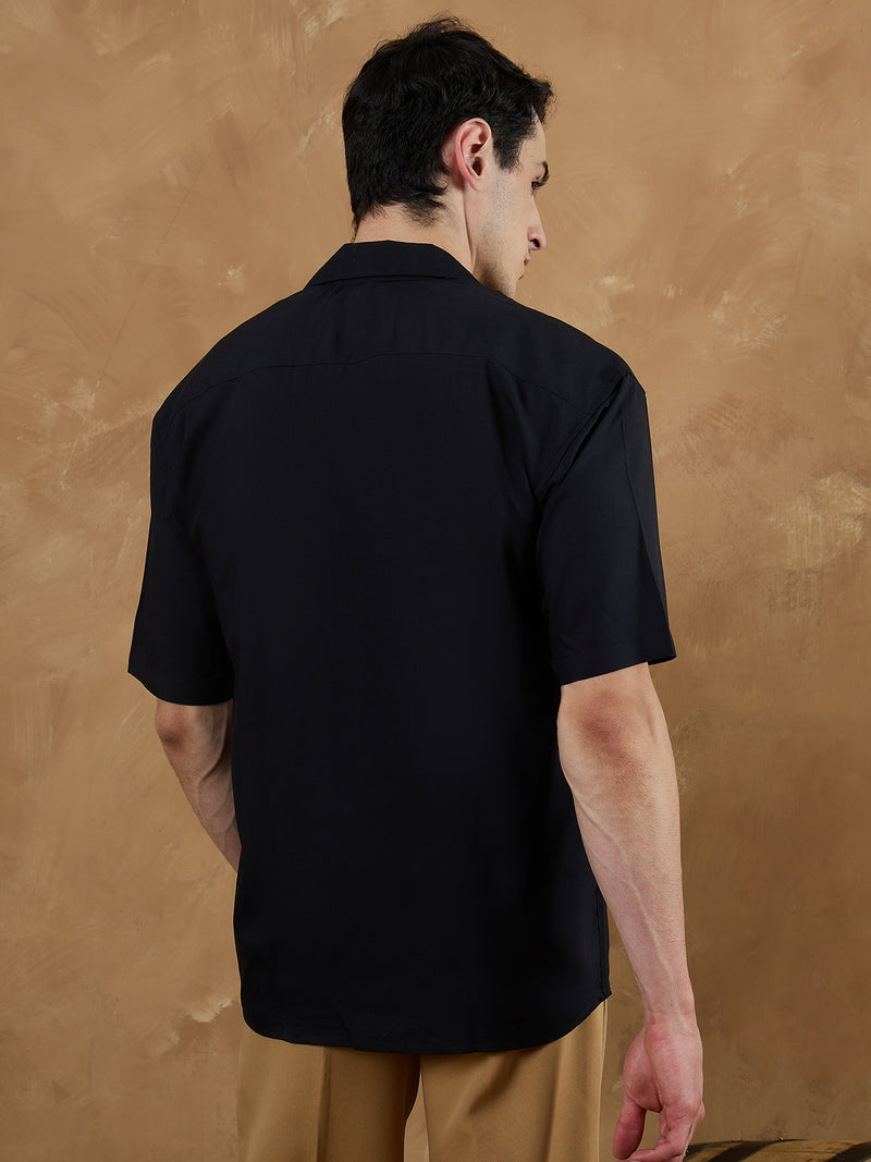 Black: Placement Printed Shirt
