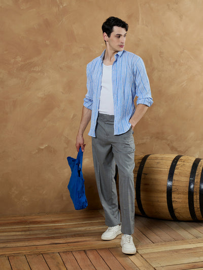 Blue & White: Striped Oversized Casual Shirt