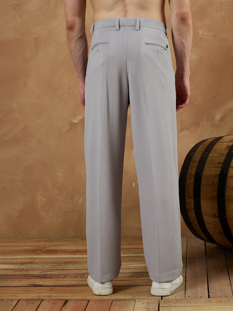 Light Grey: Korean loose fit Four way Lycra Trouser
