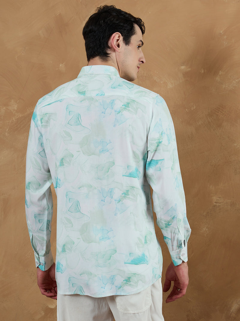 Blue & White: Marble Printed Shirt