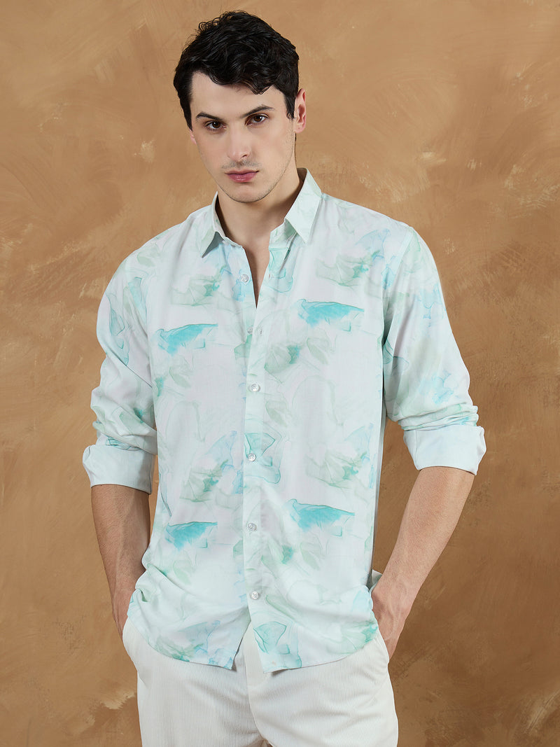 Blue & White: Marble Printed Shirt