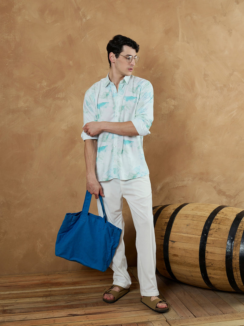 Blue & White: Marble Printed Shirt