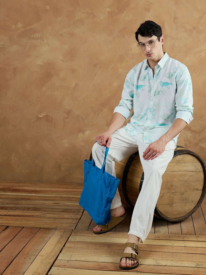 Blue & White: Marble Printed Shirt