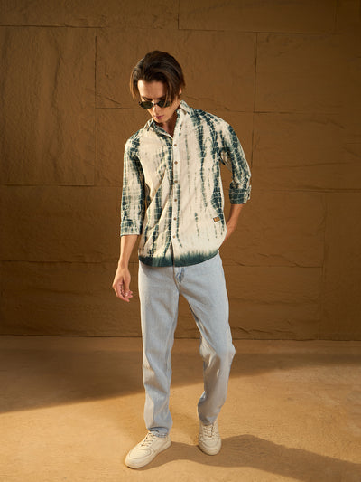 Green & White Tie-Dye Shirt