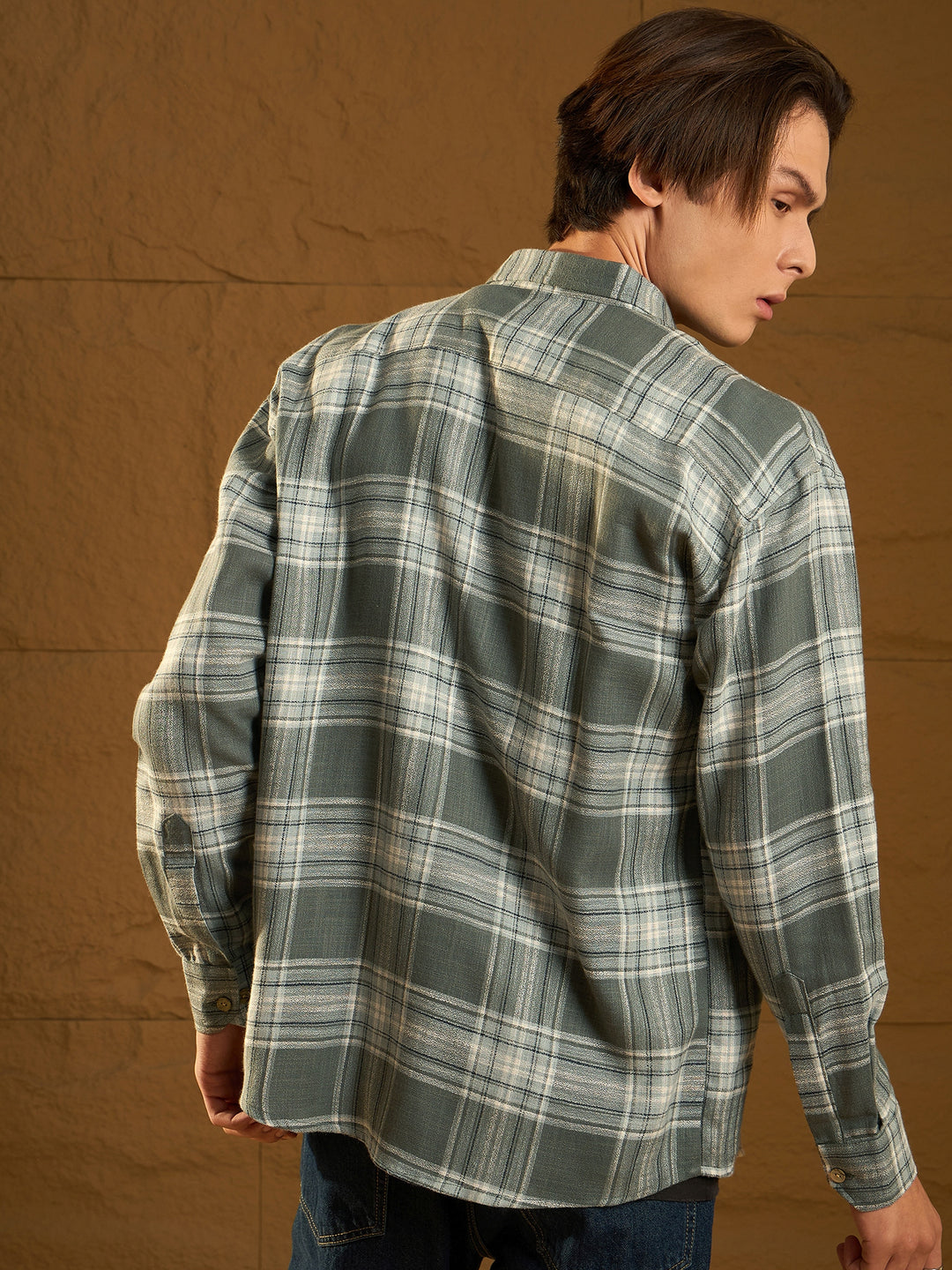 Drop Shoulder Oversized Checked Casual Shirt