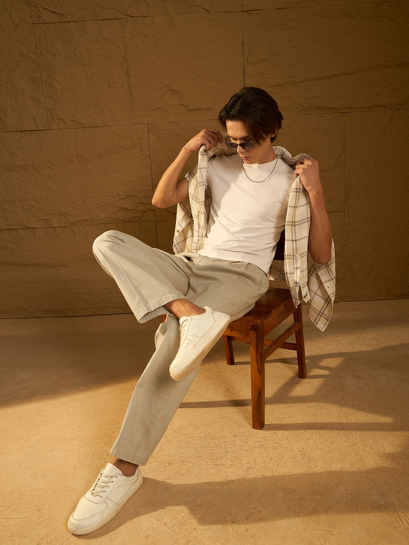 Pale Green: Textured Korean Baggy Fit Trouser
