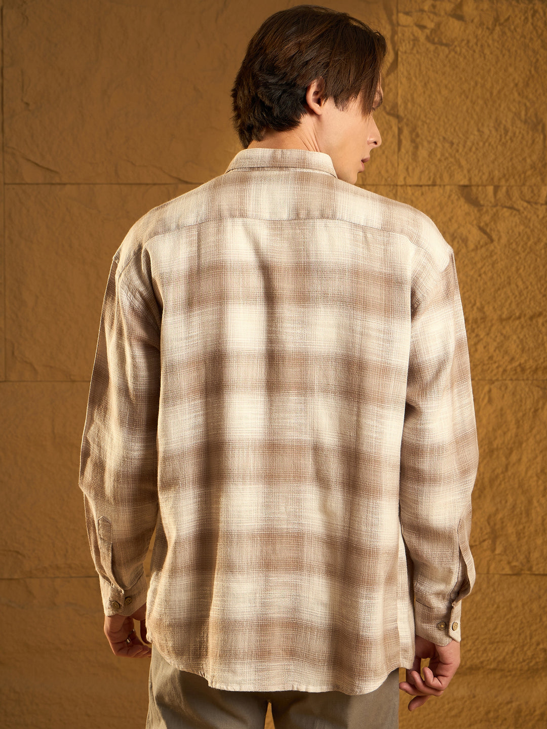 Drop Shoulder Oversized Checked Casual Shirt