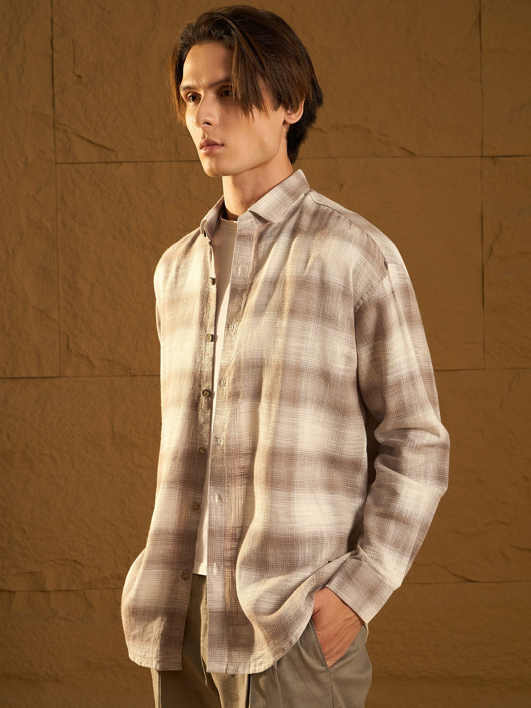 Drop Shoulder Oversized Checked Casual Shirt