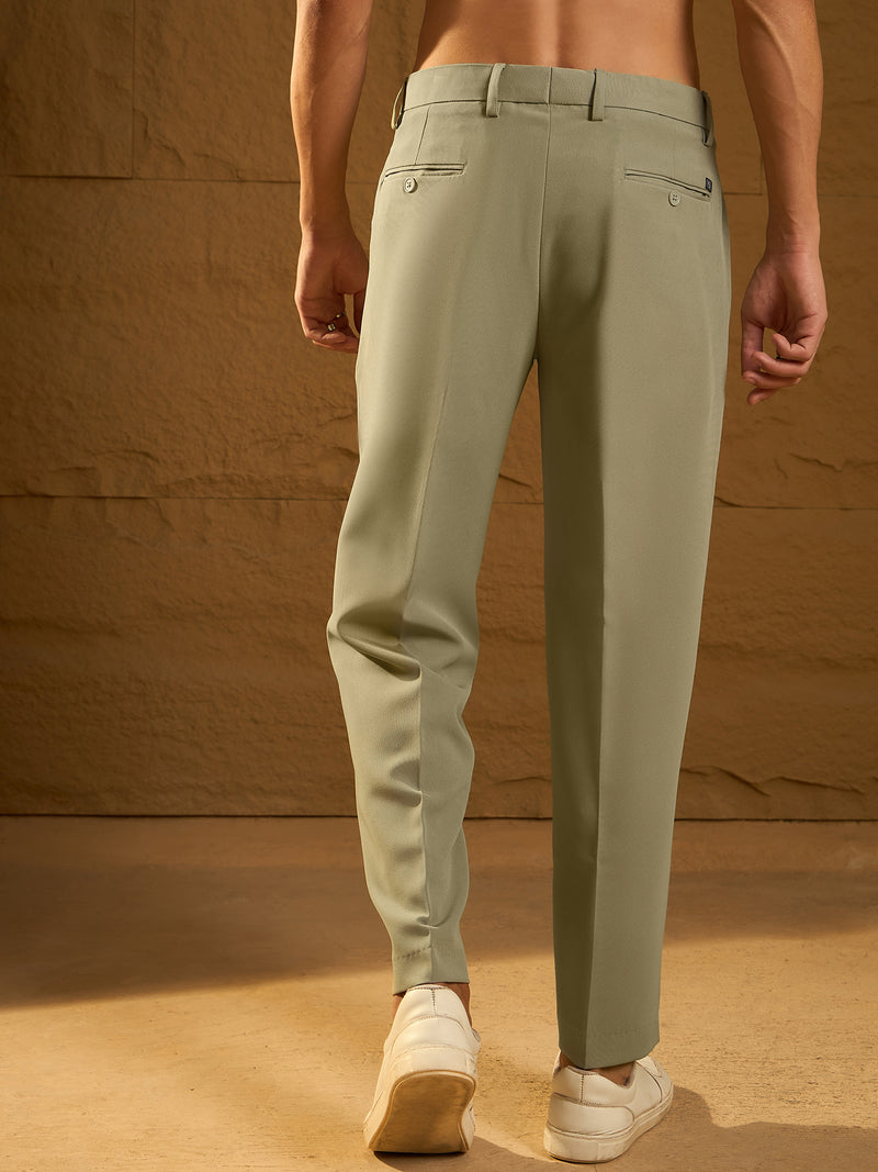 Olive Green : Double Pleated Korean Trouser