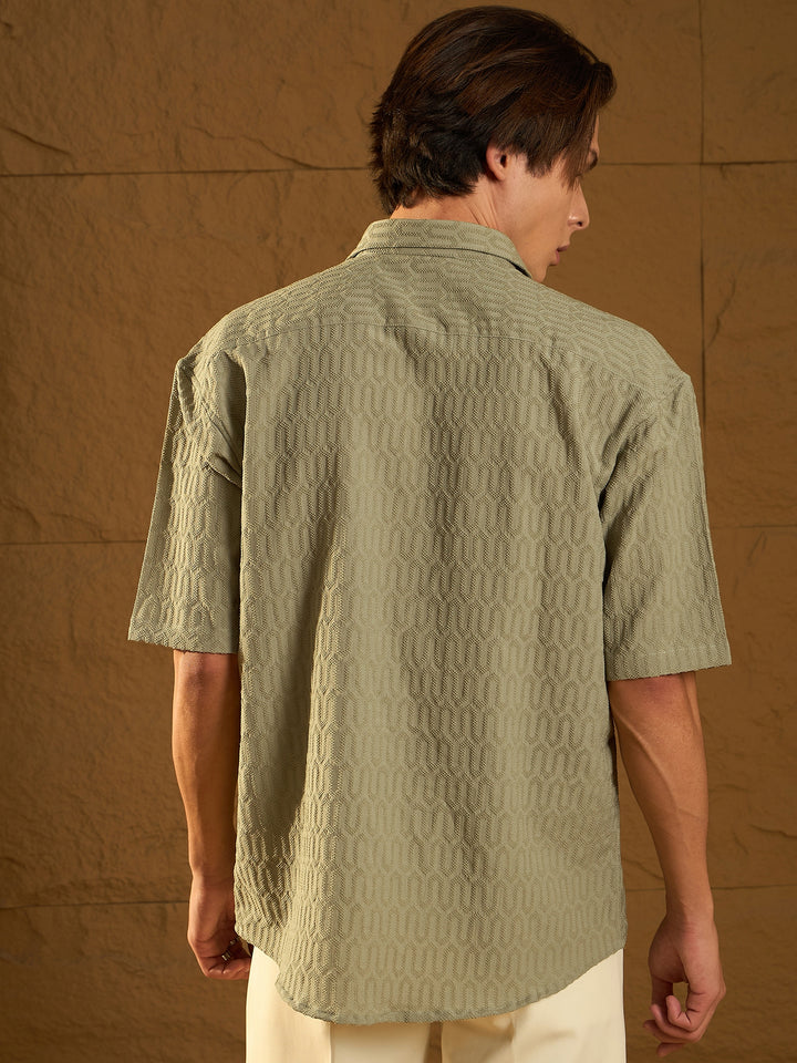 Drop Shoulder Oversized Textured Shirt