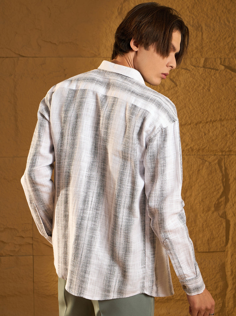 White: Full Sleeves Checked Casual Shirt