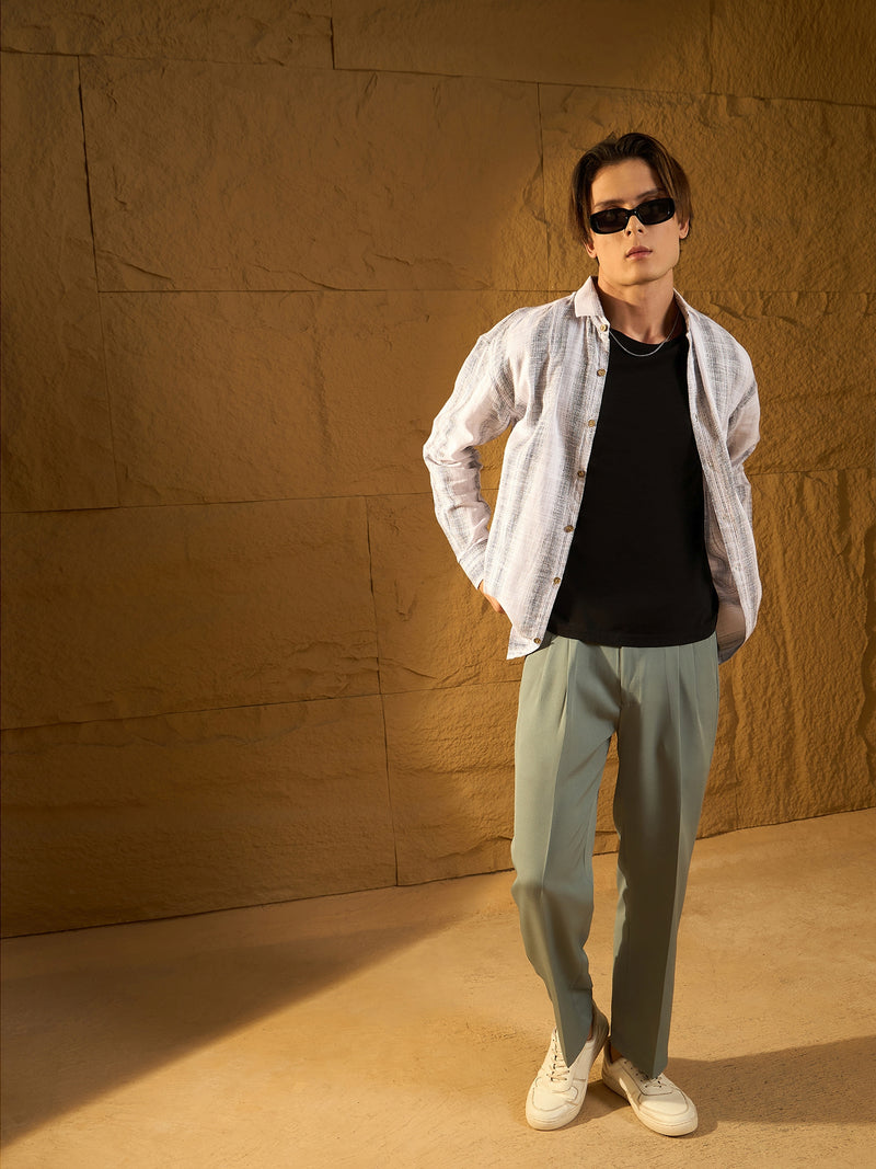 White: Full Sleeves Checked Casual Shirt