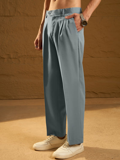 Steel Blue: Baggy Fit Korean Trouser