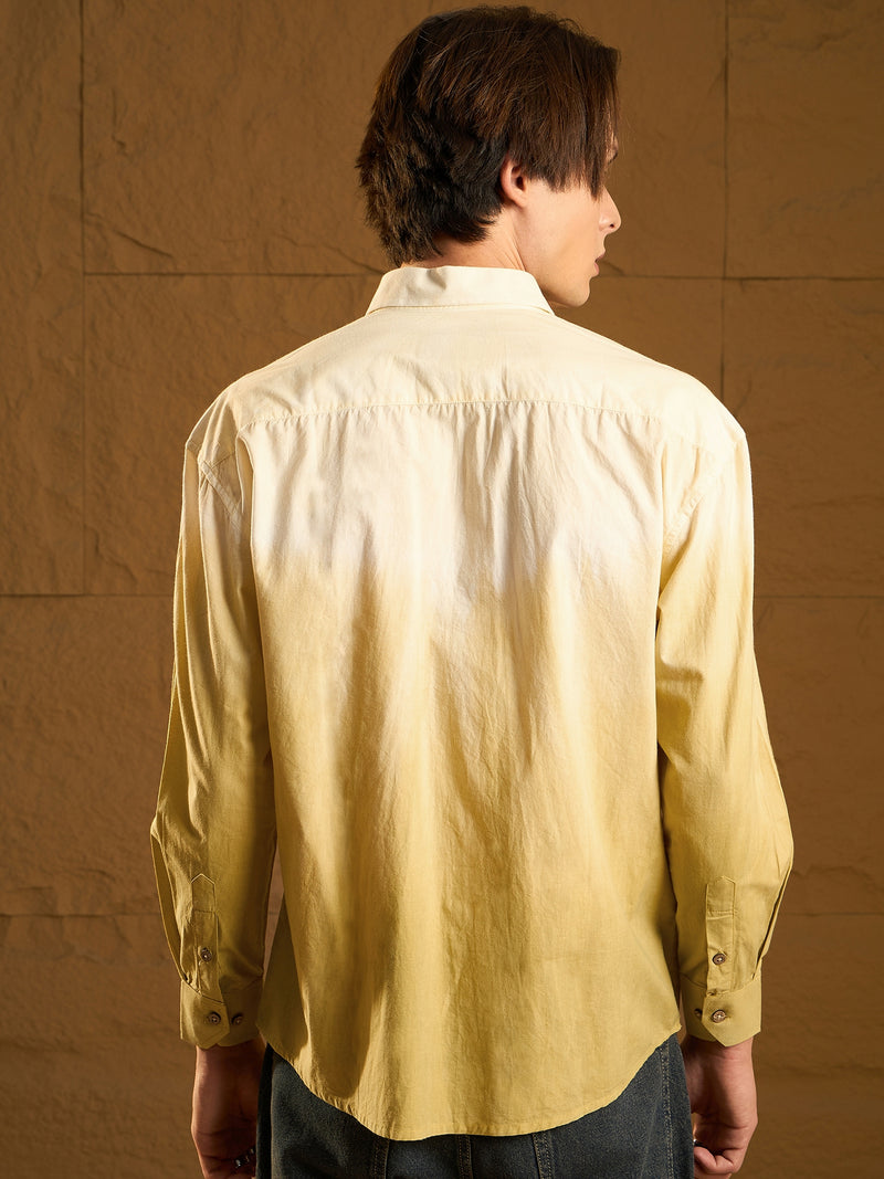 Olive: Full Sleeves Oversized Ombre Shirt