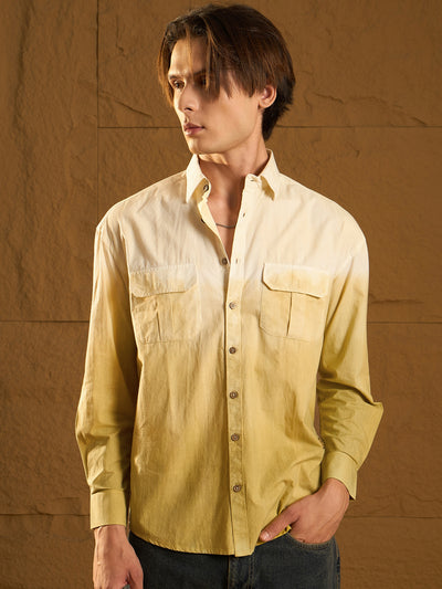 Olive: Full Sleeves Oversized Ombre Shirt