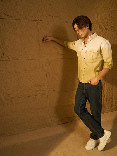 Olive: Full Sleeves Oversized Ombre Shirt