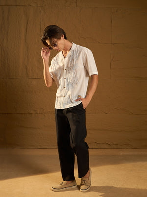 Korean Striped Double Pleated Baggy Trouser