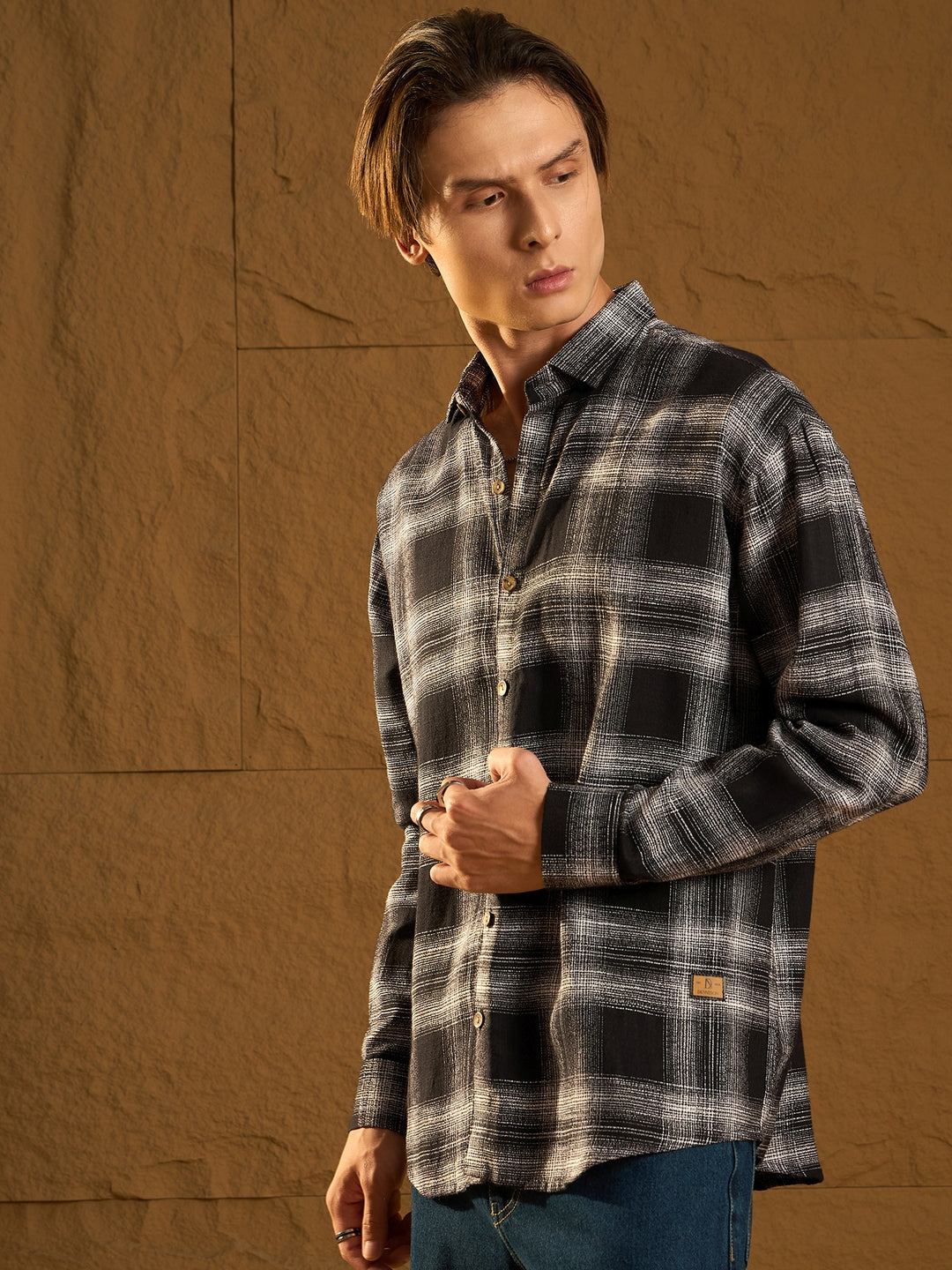 Drop Shoulder Oversized Checked Casual Shirt