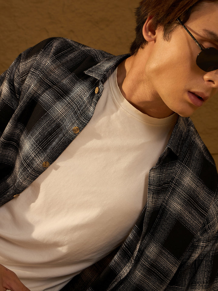 Drop Shoulder Oversized Checked Casual Shirt