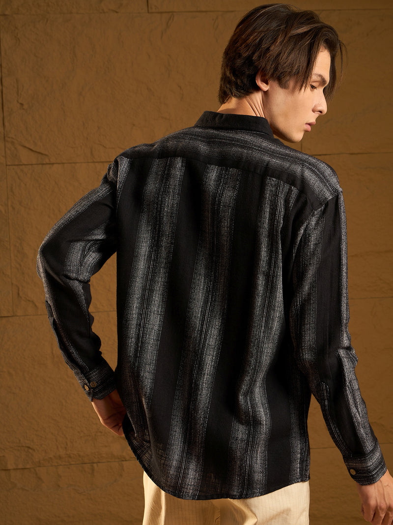 Black: Full Sleeves Stripetastic Shirt