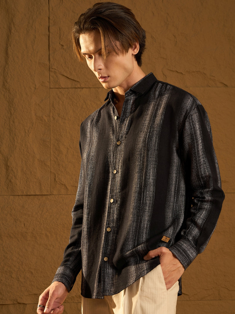 Black: Full Sleeves Stripetastic Shirt