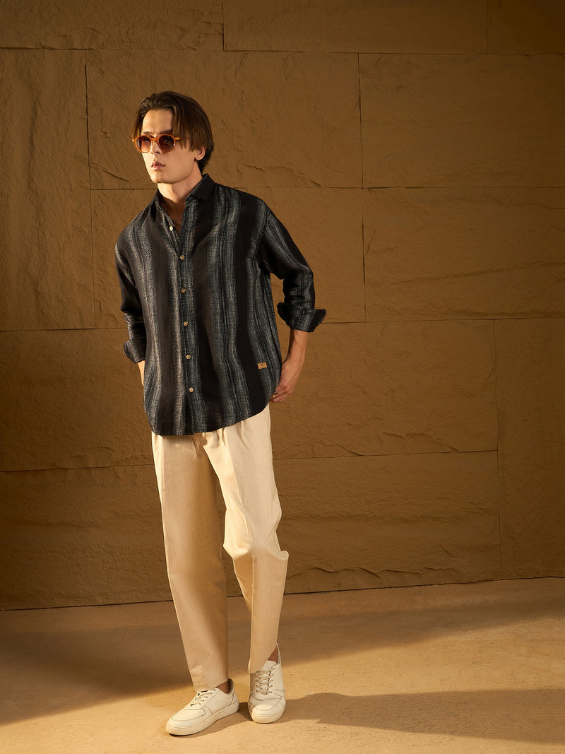 Black: Full Sleeves Stripetastic Shirt