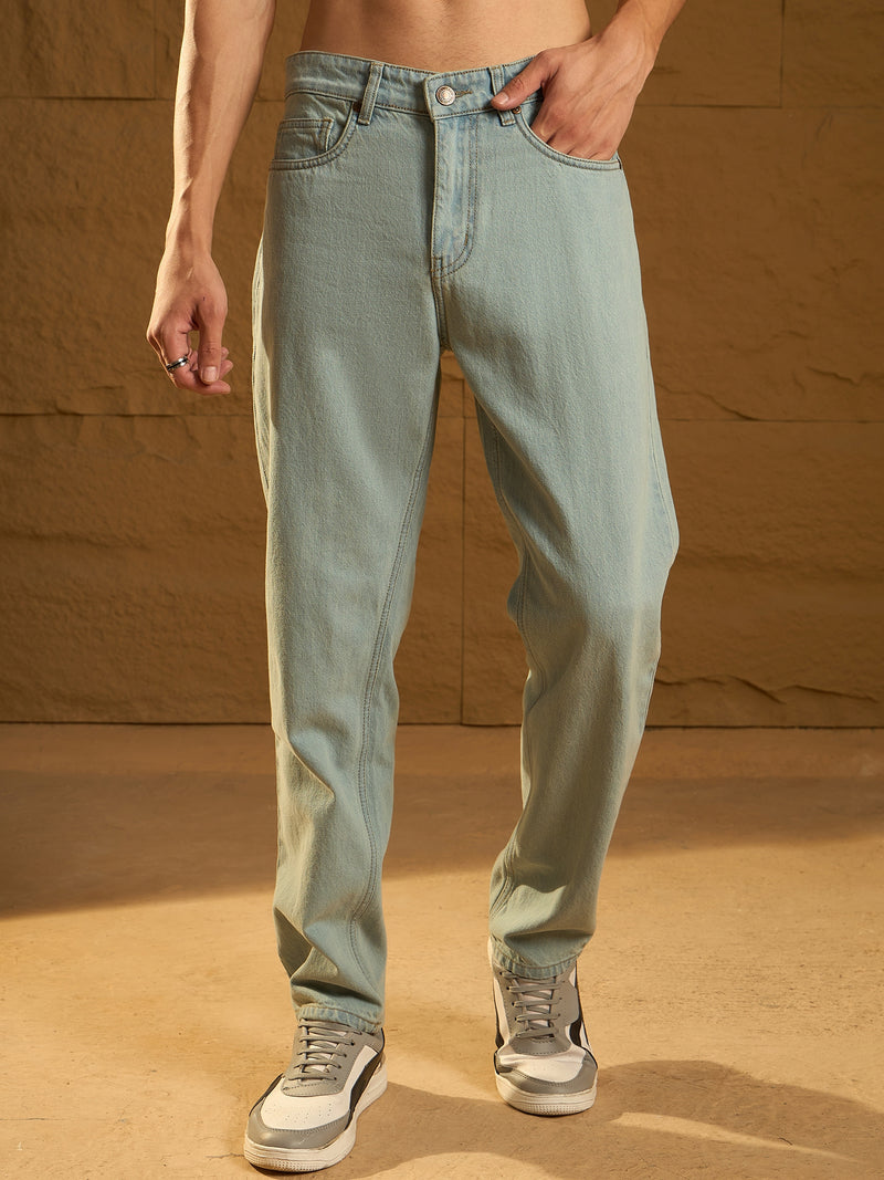 Light Green: Korean Baggy Jeans