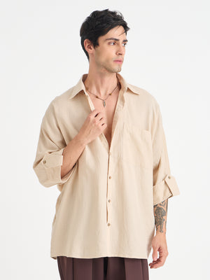 Solid Oversize Fit Kimono Shirt