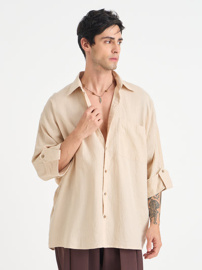 Solid Oversize Fit Kimono Shirt