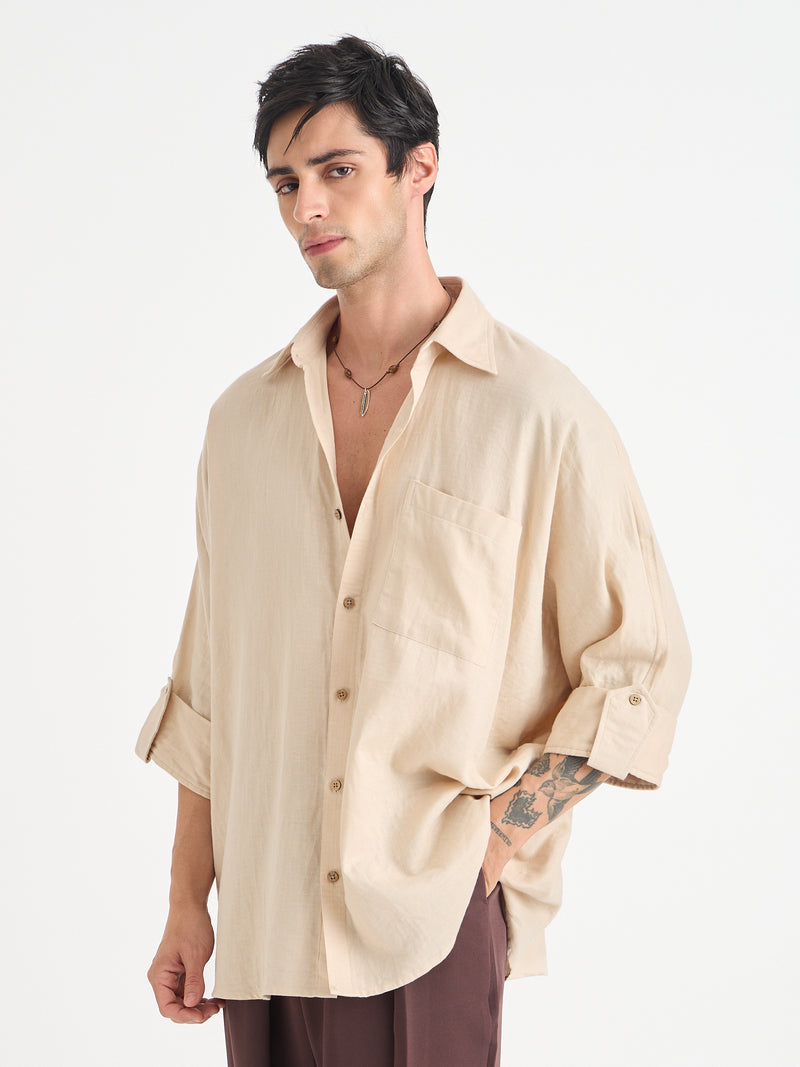 Solid Oversize Fit Kimono Shirt