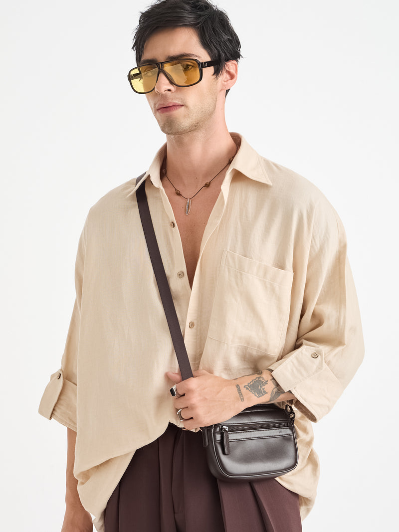 Solid Oversize Fit Kimono Shirt