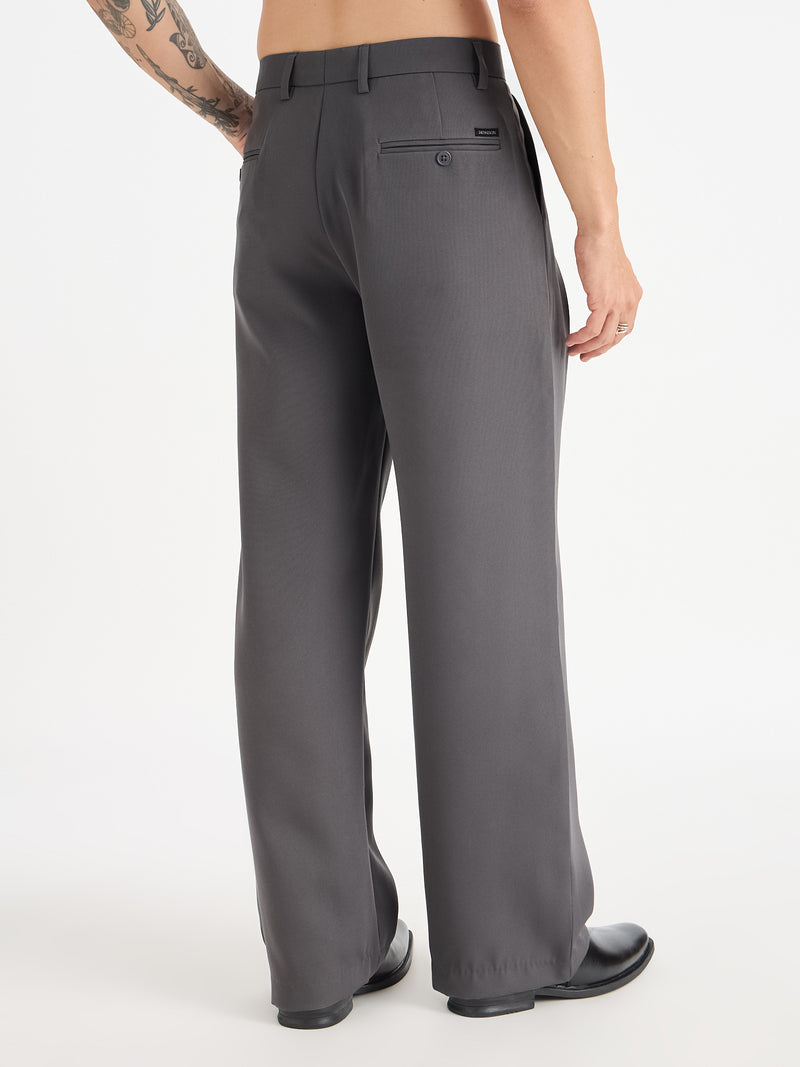 Wide Leg Single Pleat Trousers